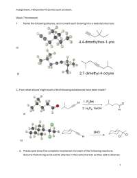SOLVED Homework Week 7 (alkynes) CHE-250 Organic chemistry 1 (Georgia military college)