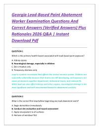 Georgia Lead-Based Paint Abatement Worker Examination Questions And Correct Answers