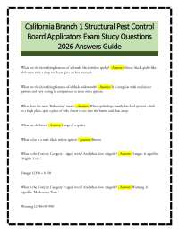 California Branch 1 Structural Pest Control Board Applicators Exam Study Questions 2026