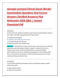 Georgia Licensed Clinical Social Worker Examination Questions And Correct Answers