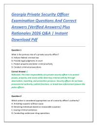 Georgia Private Security Officer Examination Questions And Correct Answers