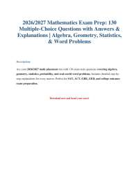 2026/2027 Mathematics Practice Exam: 130 Questions & Answers
