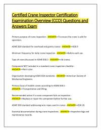 Certified Crane Inspector Certification Examination Overview (CCO) Questions and Answers