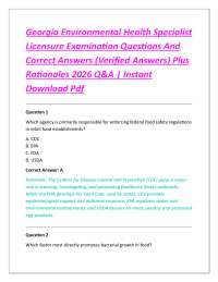 Georgia Environmental Health Specialist Licensure Examination Questions