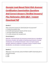Georgia Lead-Based Paint Risk Assessor Certification Examination Questions