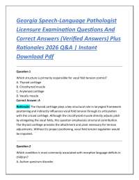 Georgia Speech-Language Pathologist Licensure Examination Questions And Correct Answers