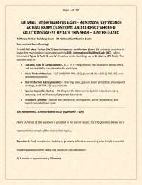Tall Mass Timber Buildings Exam - 93 National Certification ACTUAL EXAM QUESTIONS AND CORR