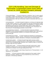 COF G-98 Handling, Use and Storage of Flammable Compressed Gases Exam with all Correct & 1