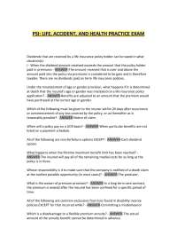 PSI: LIFE, ACCIDENT, AND HEALTH PRACTICE EXAM with questions with solved solutions