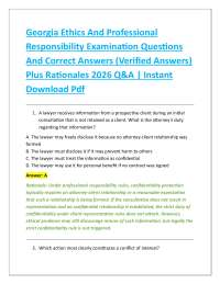 Georgia Ethics And Professional Responsibility Examination Questions And Correct Answers