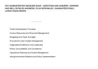 NYC ADMINISTRATIVE MANAGER EXAM – QUESTIONS AND ANSWERS | VERIFIED AND WELL DETAILED ANSW