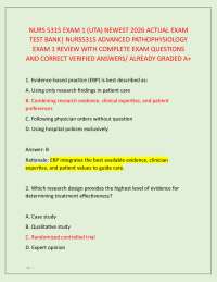 NURS 5315 EXAM 1 (UTA) NEWEST 2026 ACTUAL EXAM TEST BANK| NURS5315 ADVANCED PATHOPHYSIOLO