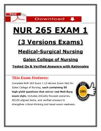 NUR 265 Exam 1 (2026/2027) | 3 Versions | Med-Surg | Galen College (PDF)