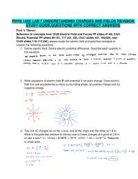 PHYS 1402 – Lab 7: Understanding Charges and Fields Revision Study Guide, LATEST 2026