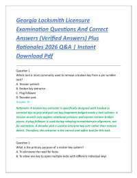 Georgia Locksmith Licensure Examination Questions And Correct Answers (Verified Answers)