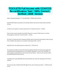 TCIC/LETS Full Access with CCH/CCQ Re-certification Test | 100% Correct Verified 2026/2027