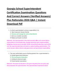 Georgia School Superintendent Certification Examination Questions And Correct Answers