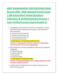 ARRT RADIOGRAPHY CERTIFICATION EXAM Newest 2025- 2026 Updated Practice Exam | 200 Actua