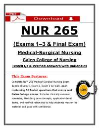 NUR 265 Exams 1-3 & Final (2026/2027) | Med-Surg Bundle | Galen College (PDF)