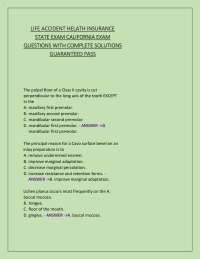 LIFE ACCIDENT HELATH INSURANCE STATE EXAM CALIFORNIA EXAM QUESTIONS WITH COMPLETE