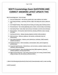NOCTI Cosmetology Exam QUESTIONS AND CORRECT ANSWERS LATEST UPDATE THIS YEAR.pdf is a care