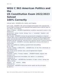 WGU C 963 American Politics and the US Constitution Exam 2022-2023 Solved 100% Correctly