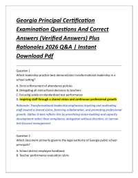 Georgia Principal Certification Examination Questions And Correct Answers