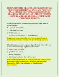 CHESP (CERTIFIED HEALTHCARE ENVIRONMENTAL SERVICES PROFESSIONAL) EXAM AND PRACTICE EXAM