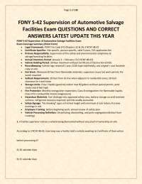 FDNY S-42 Supervision of Automotive Salvage Facilities Exam QUESTIONS AND CORRECT ANSWERS