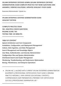 SPLUNK ENTERPRISE CERTIFIED ADMIN (SPLUNK ENTERPRISE CERTIFIED ADMINISTRATOR) EXAM COMPLET