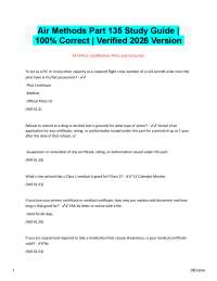 Air Methods Part 135 Study Guide | 100% Correct Answers | Verified | Latest 2026/2027 Vers