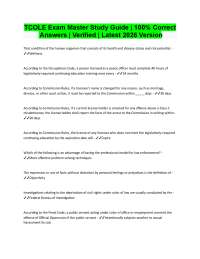 TCOLE Exam Master Study Guide | 100% Correct Verified 2026/2027 Version
