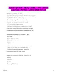 Audiology Test 1 Study Guide | 100% Correct Answers | Verified Latest 2026/2027 Version