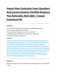 Hawaii Hvac Contractor Exam Questions And Correct Answers (Verified Answers)