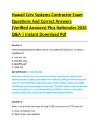 Hawaii Cctv Systems Contractor Exam Questions And Correct Answers (Verified Answers)
