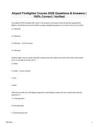 Airport Firefighter Course 2026/2027 Questions & Answers | 100% Correct Verified