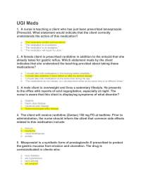 NUR 130; UGI Meds Lecture Prep Questions and correct answers 100%.