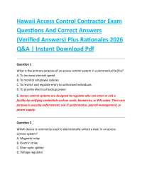 Hawaii Access Control Contractor Exam Questions And Correct Answers (Verified Answers)