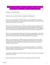 Audiology Exam 1 Study Guide | 100% Correct Answers | Verified Latest 2026/2027 Version