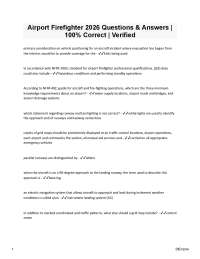 Airport Firefighter 2026 Questions & Answers | 100% Correct Answers | Verified | Latest