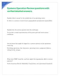 Systems Operation Review questions with verified detailed answers
