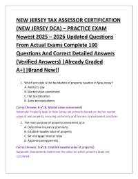 NEW JERSEY TAX ASSESSOR CERTIFICATION (NEW JERSEY DCA) – PRACTICE EXAM Newest 2025 – 202