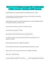 TCIC/TLETS Mobile Access Re-Certification | 100% Correct Verified 2026/2027 Version