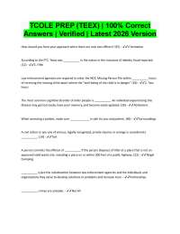 TCOLE Prep (TEEX) | 100% Correct Verified 2026/2027 Version