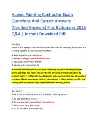 Hawaii Painting Contractor Exam Questions And Correct Answers (Verified Answers)