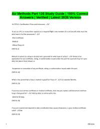 Air Methods Part 135 Study Guide | 100% Correct Answers | Verified | Latest 2026/2027 Vers