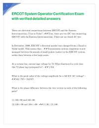 ERCOT System Operator Certification Exam with verified detailed answers