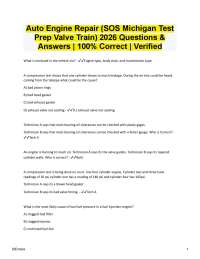 Auto Engine Repair Valve Train Test 2026 | 100% Correct Verified Exam Questions & Answers