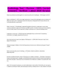 Audiology Test 1 Review | 100% Correct Answers | Verified Latest 2026/2027 Version