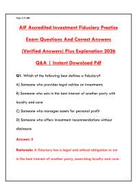 AIF ACCREDITED INVESTMENT FIDUCIARY PRACTICE EXAM QUESTIONS AND CORRECT ANSWERS | 2026 CER